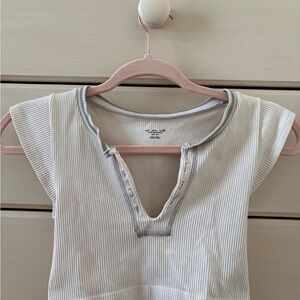 Urban Outfitters White and Gray Striped Crop Top